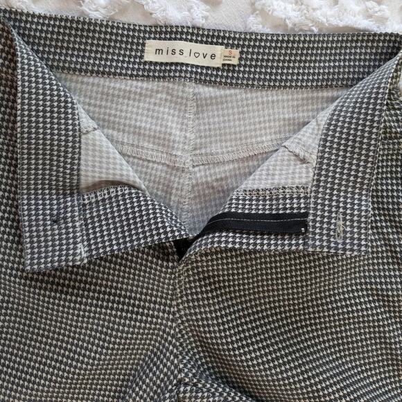 Miss Love Mid-Rise Structured Stretch Leggings Gray Ivory Houndstooth Size Small - Picture 6 of 9